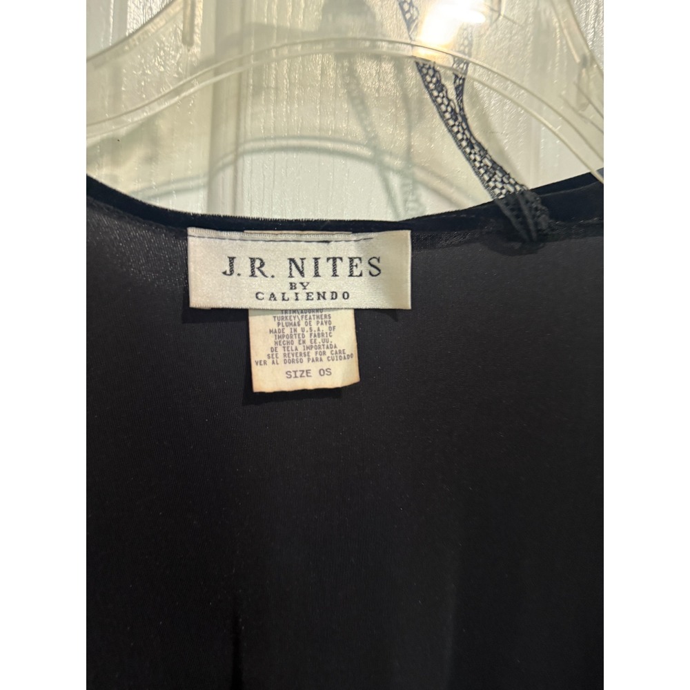 J.R. Nites by Caliendo Black Velvet Evening Wrap Turkey Feather Trim OS USA - Picture 2 of 3